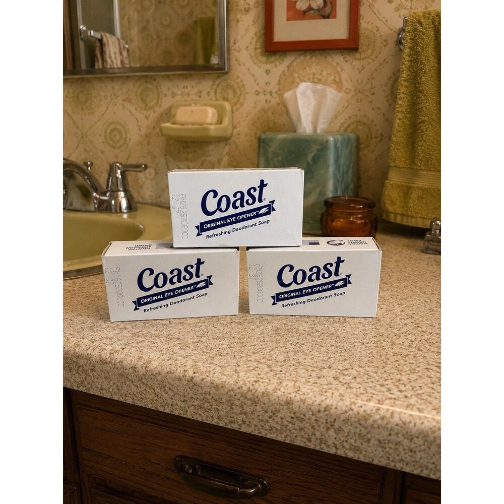 Coast Original Eye Opener Refreshing Deodorant Soap Lot of 3 Bars 3.2oz Each USA